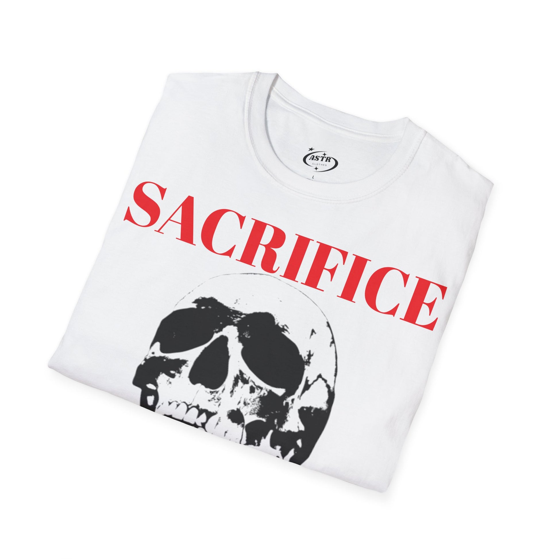 Sacrifice Skull Graphic Unisex Softstyle T-Shirt | Casual Wear, Gift for Halloween, Unique Streetwear, Gothic Style, Everyday Fashion